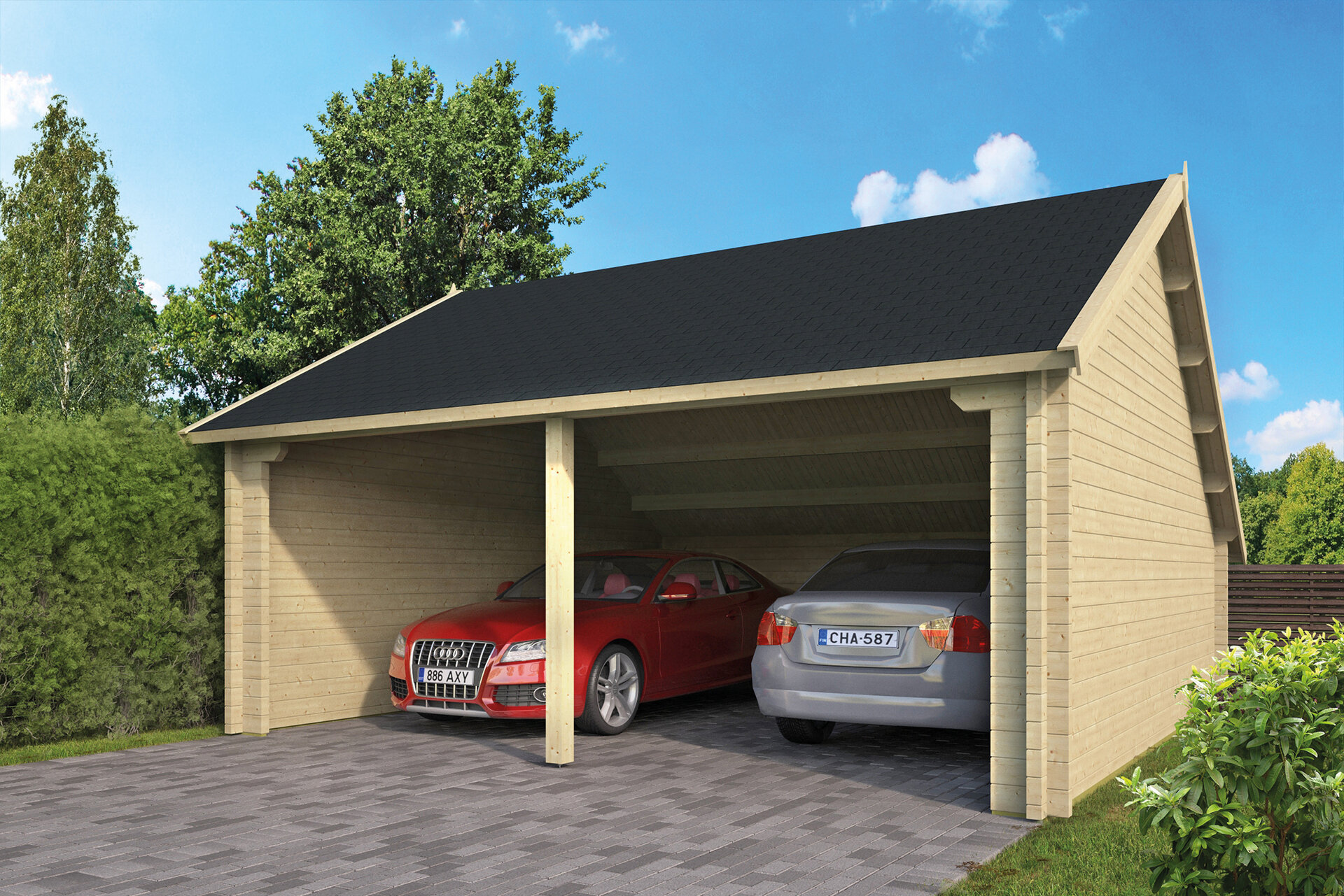  Garage-Unterstand Nysse 600 x 600 cm - Wandstarke 70 mm