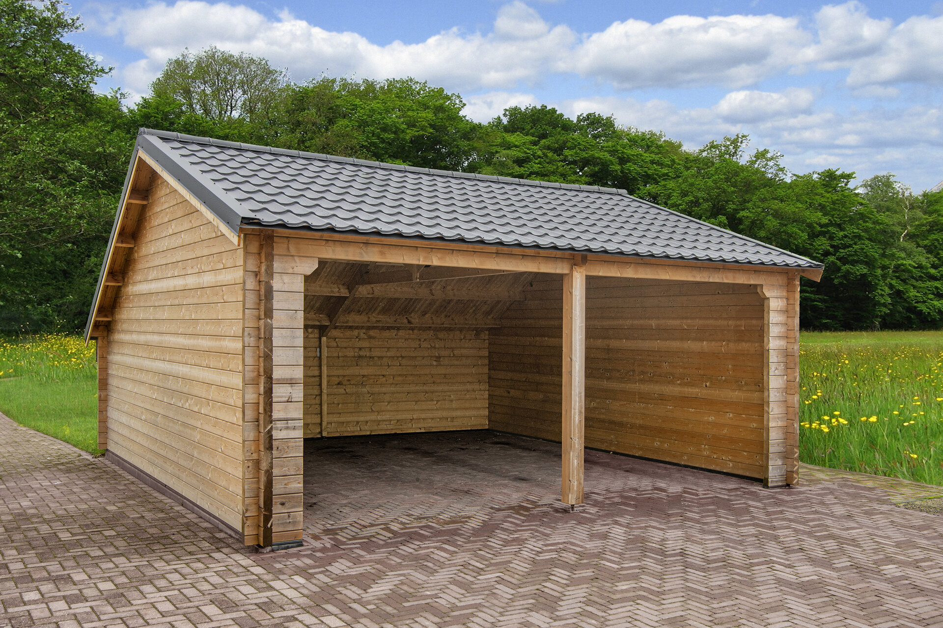  Garage-Unterstand Nysse 600 x 600 cm - Wandstarke 70 mm