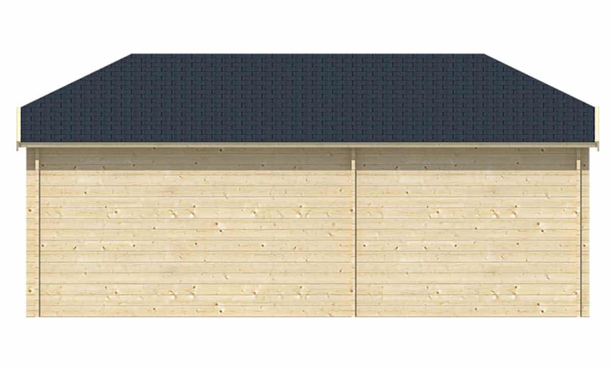 Blockhaus Torkel mit Uberdachung und Seitendach 700 x 420 cm - Wandstarke 44 mm