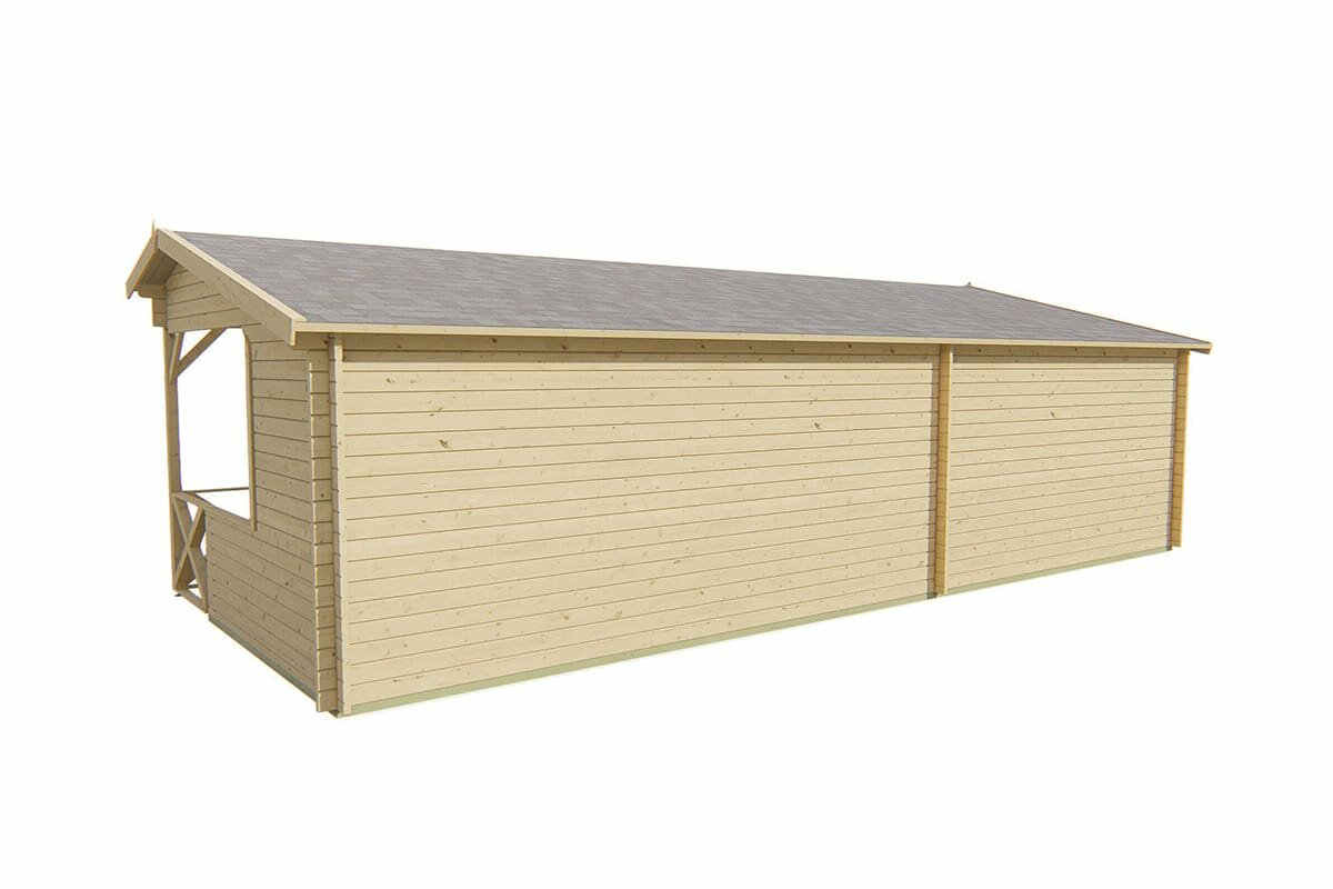 Blockhaus Mokka mit Seitendach 900 x 400 x 279 cm - Wandstarke 40 mm