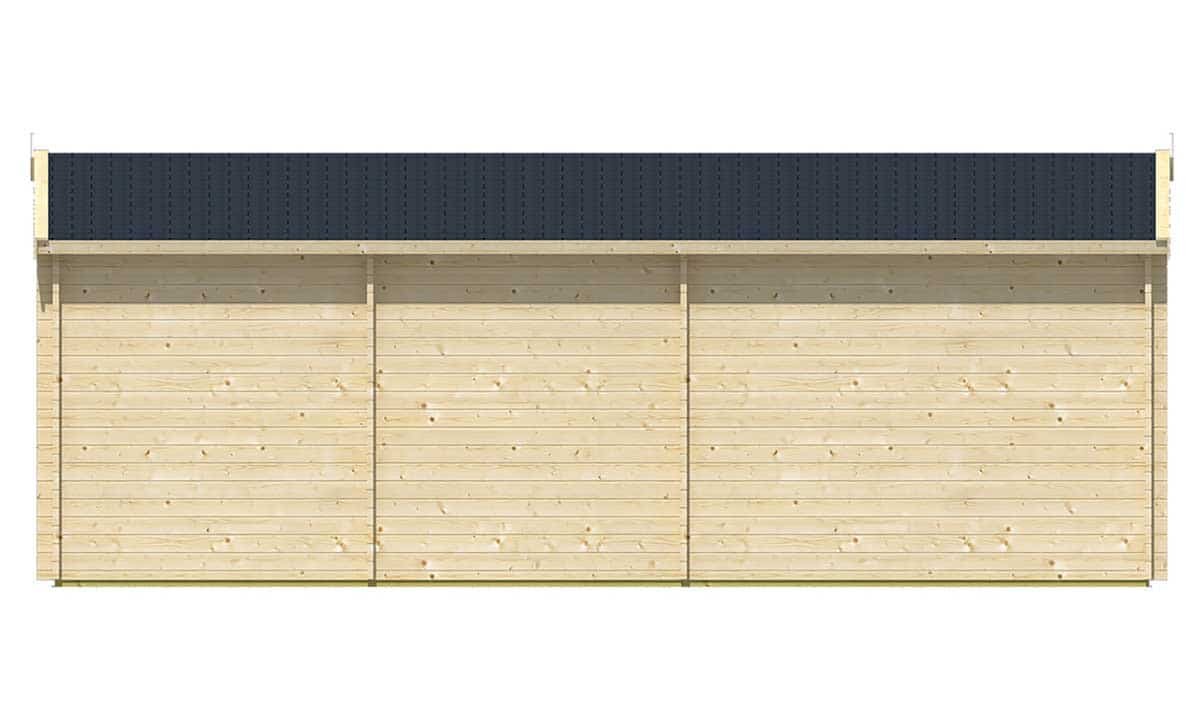 Blockhaus Ragna mit Vordach und &Uuml;berdachung 720x420 cm - Unbehandelt - Wandst&auml;rke 40 mm