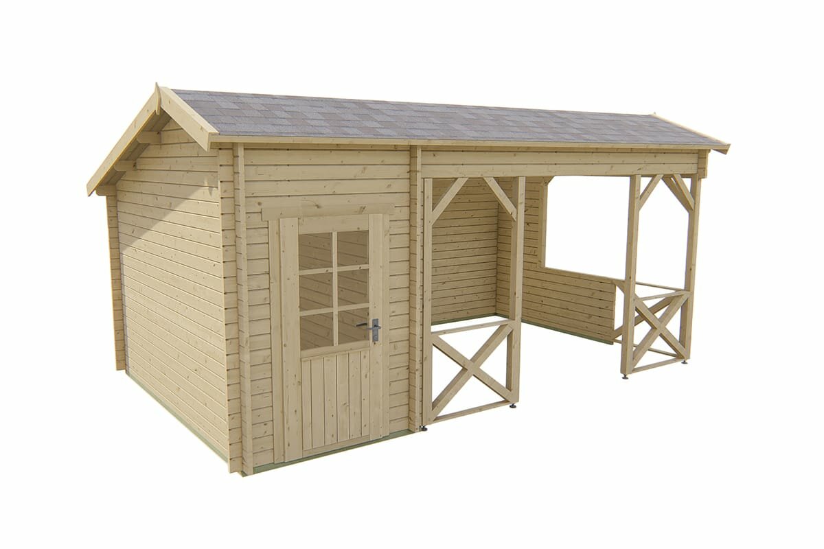 Blockhaus Selma 578 x 350 x 279 cm - Mit Seitendach