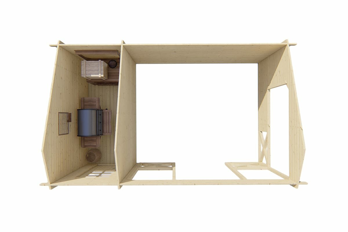 Blockhaus Selma 578 x 350 x 279 cm - Mit Seitendach