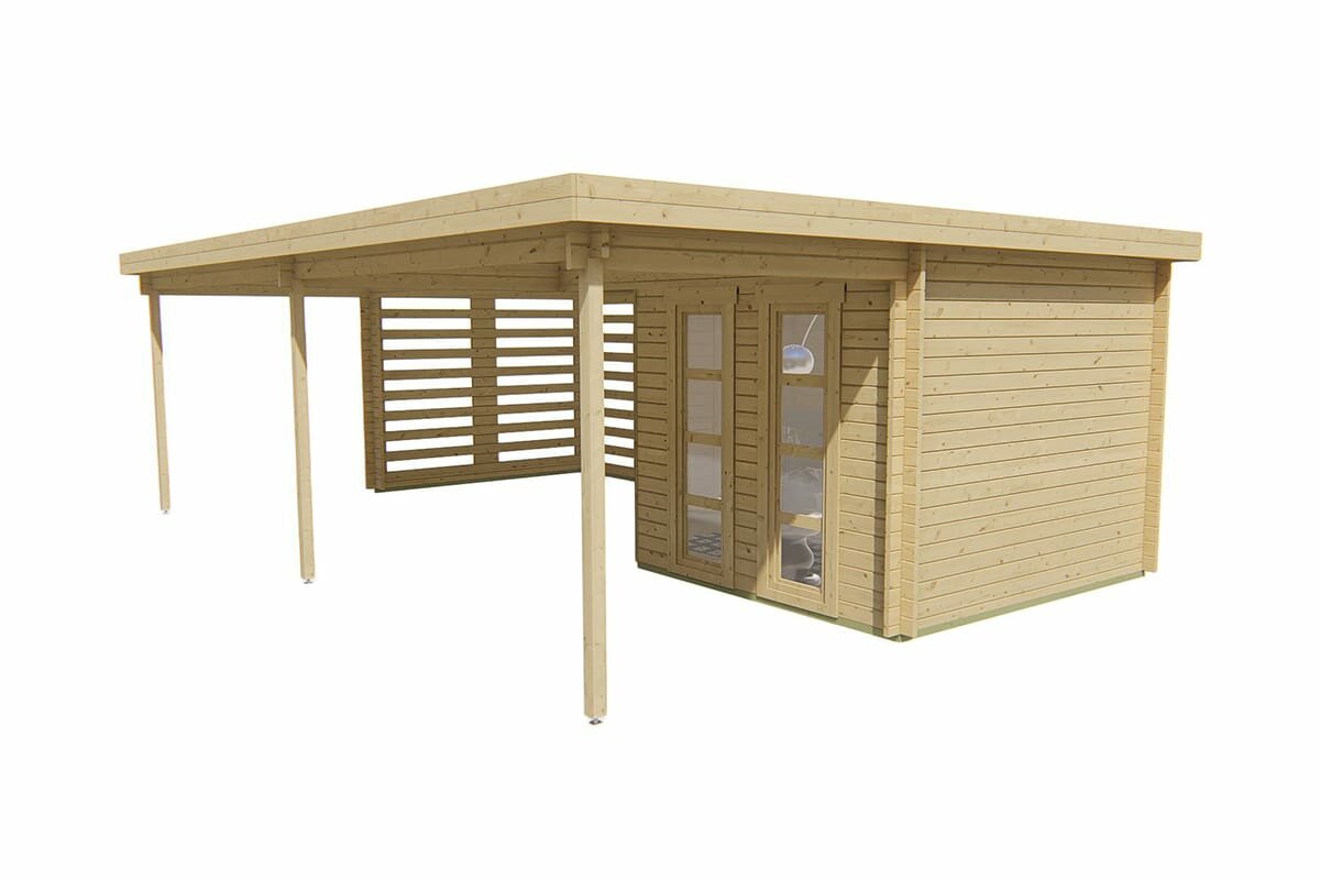 Blockhaus Oletha 785 x 510 x 257 cm - Gro&szlig;e Veranda - Wandstarke 40 mm