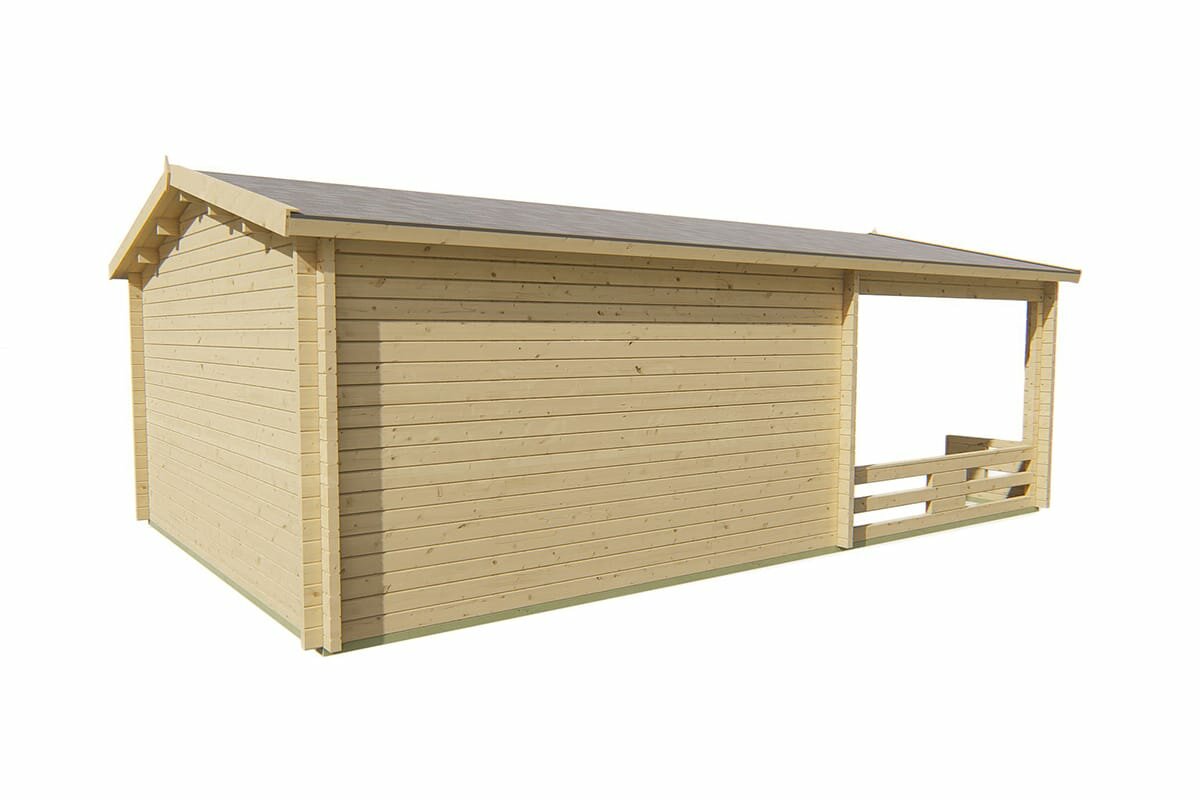 Blockhaus Leeds mit breitem Vordach 440 x 730 cm (58 cm)