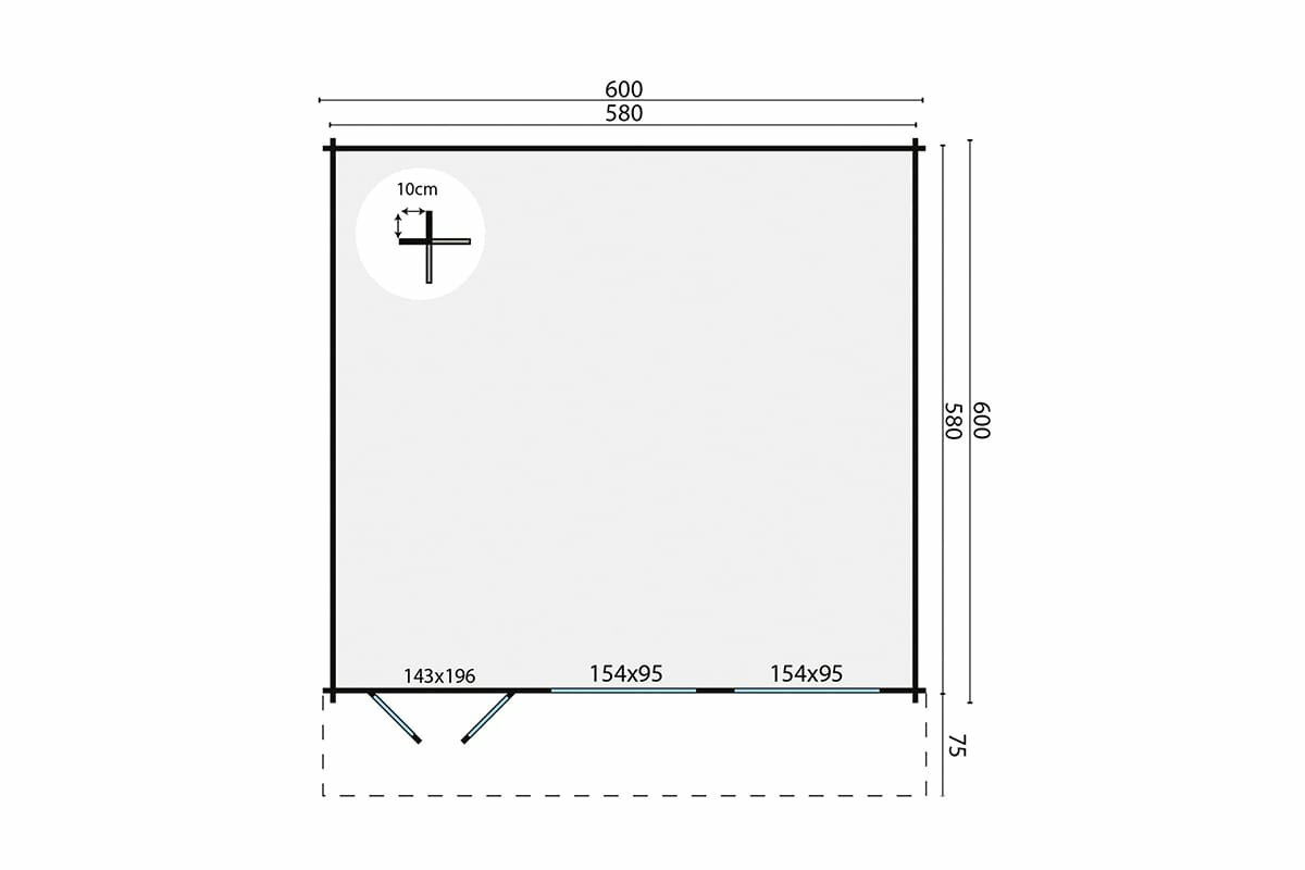 Blockhaus Helle 600x600 cm