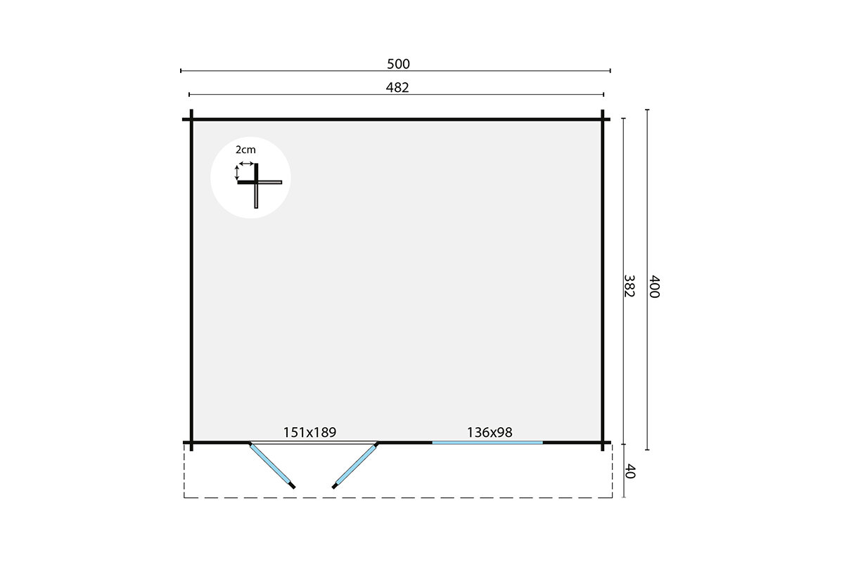 Blockhaus Toledo 500x400+40cm