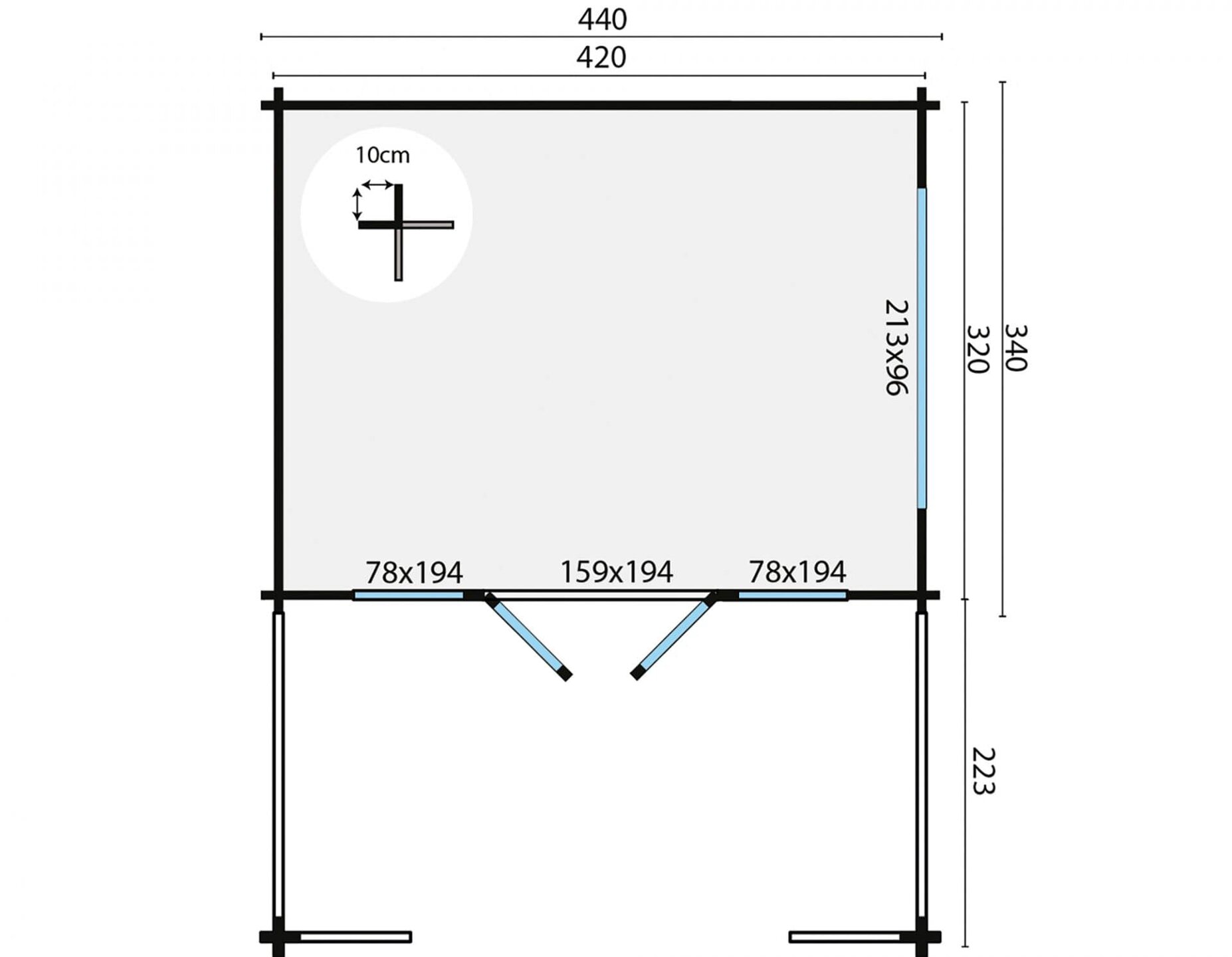 Blokhut Bolton 440 x 340