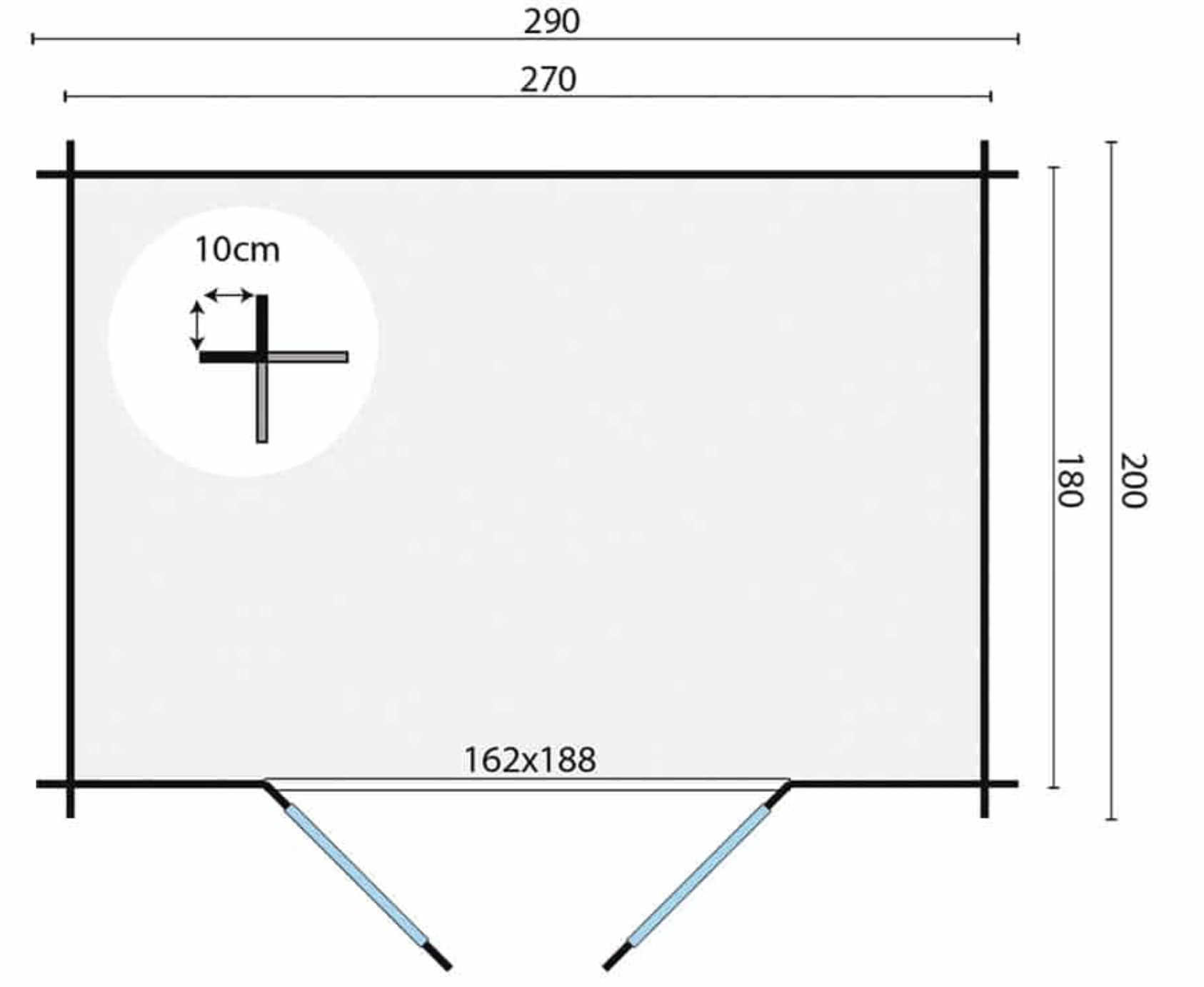 Blockhaus Kris 290 x 200 x 219 cm - Gartenhaus