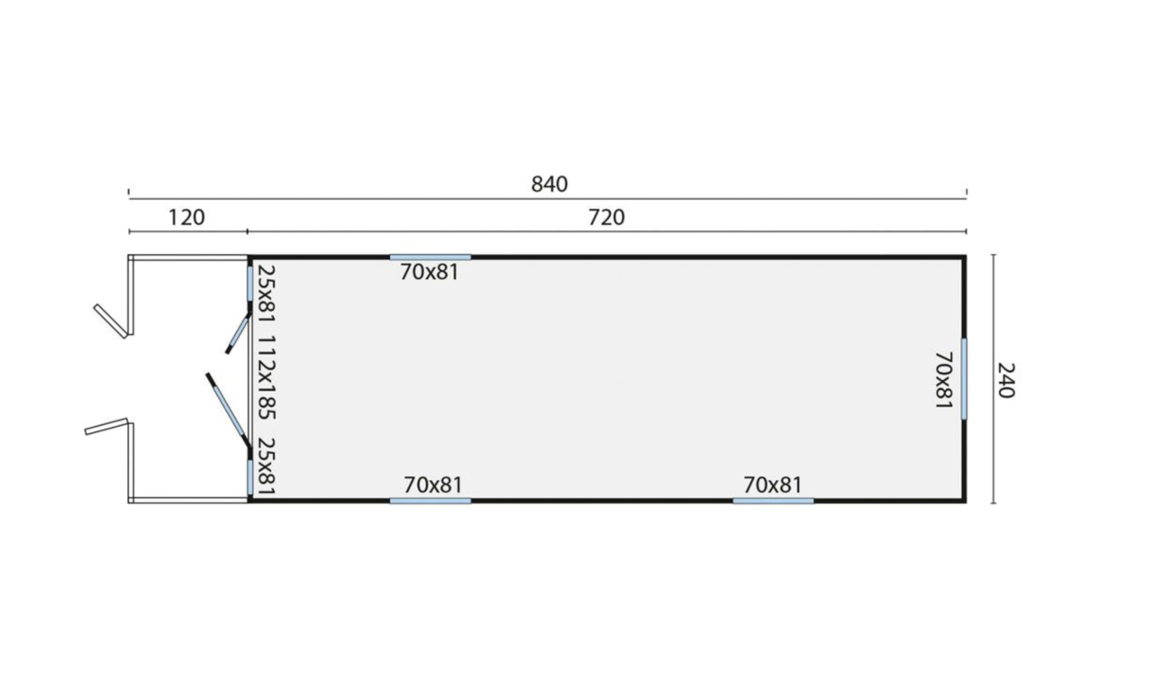 Pipowagen Onbehandeld Vuren 840 x 240 x 319 cm met veranda - Zigeunerwagen Jimmy 