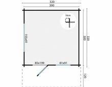 Blockhaus Riho 320x320 cm + luifel 120 cm