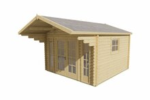 Blockhaus S&ouml;ren 380x380 cm + luifel 150 cm