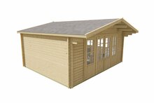 Blockhaus Newcastle 540 x 440 x 276cm + Vordach 90 cm - Wandstarke 58 mm