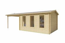 Blockhaus Skeg mit Uberdachung - 44 mm Wandstarke - 720 x 340 x 243 cm