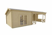 Blockhaus Mokka mit Seitendach 900 x 400 x 279 cm - Wandstarke 40 mm