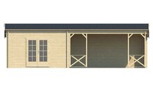 Blockhaus Mokka mit Seitendach 900 x 400 x 279 cm - Wandstarke 40 mm