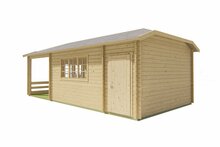 Blockhaus Sibella mit Uberdachung 850 x 420 cm - Wandstarke 44 mm