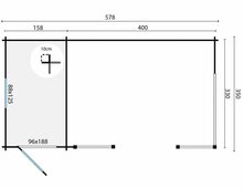 Blockhaus Selma 578 x 350 x 279 cm - Mit Seitendach