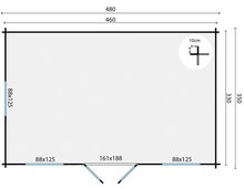 Blockhaus Tane 480 x 350 x 279 cm - Wandstarke 40 mm