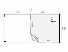 Blockhaus Markku mit Uberdachung 300 + 275 x 300 cm - Wandstarke 28 mm