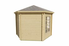 Blockhaus Nora 354 x 316 cm - Sechseckige Gartenlaube - Wandstarke 34 mm