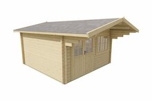 Blockhaus Stian 400 x 400 x 250 cm + Luifel 140 cm Wanddikte 58 mm