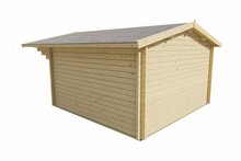 Blockhaus Stian 400 x 400 x 250 cm + Luifel 140 cm Wanddikte 58 mm