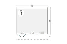 Blockhaus Tova 595x500 cm + luifel 75 cm