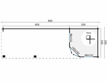 Blockhaus Paiva 350x350 cm + luifel 450 cm