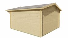 Blockhaus Torrent 400 x 400 x 236 cm mit 70 cm Vordach - Wandstarke 34 mm