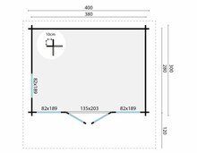 Blockhaus James onbehandeld 400 x 420 x 223 cm - Wandst&auml;rke 44 mm